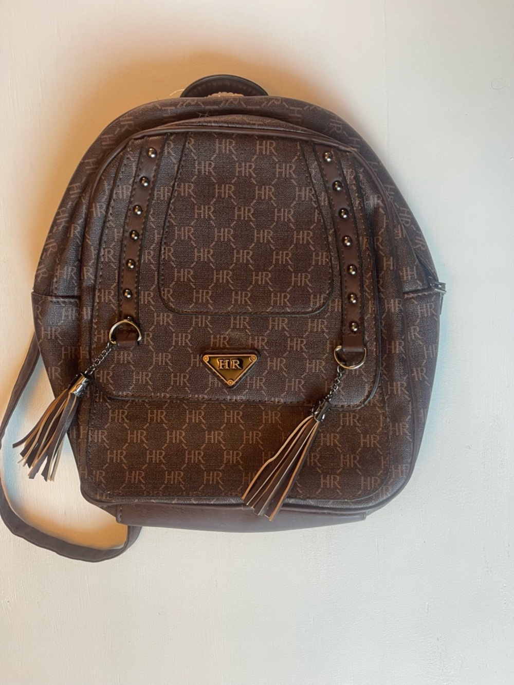 Monogram Brown Mini Backpack with Tassel Detail